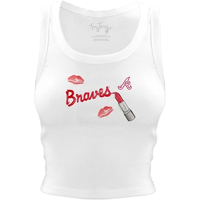Women's Tiny Turnip White Atlanta Braves Lipstick Crop Tank Top