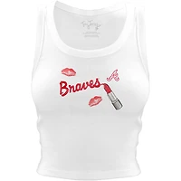 Women's Tiny Turnip White Atlanta Braves Lipstick Crop Tank Top
