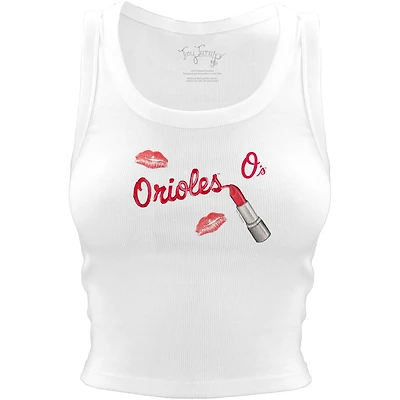 Women's Tiny Turnip White Baltimore Orioles Lipstick Crop Tank Top