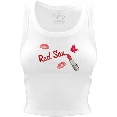 Women's Tiny Turnip White Boston Red Sox Lipstick Crop Tank Top