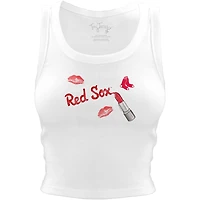 Women's Tiny Turnip White Boston Red Sox Lipstick Crop Tank Top