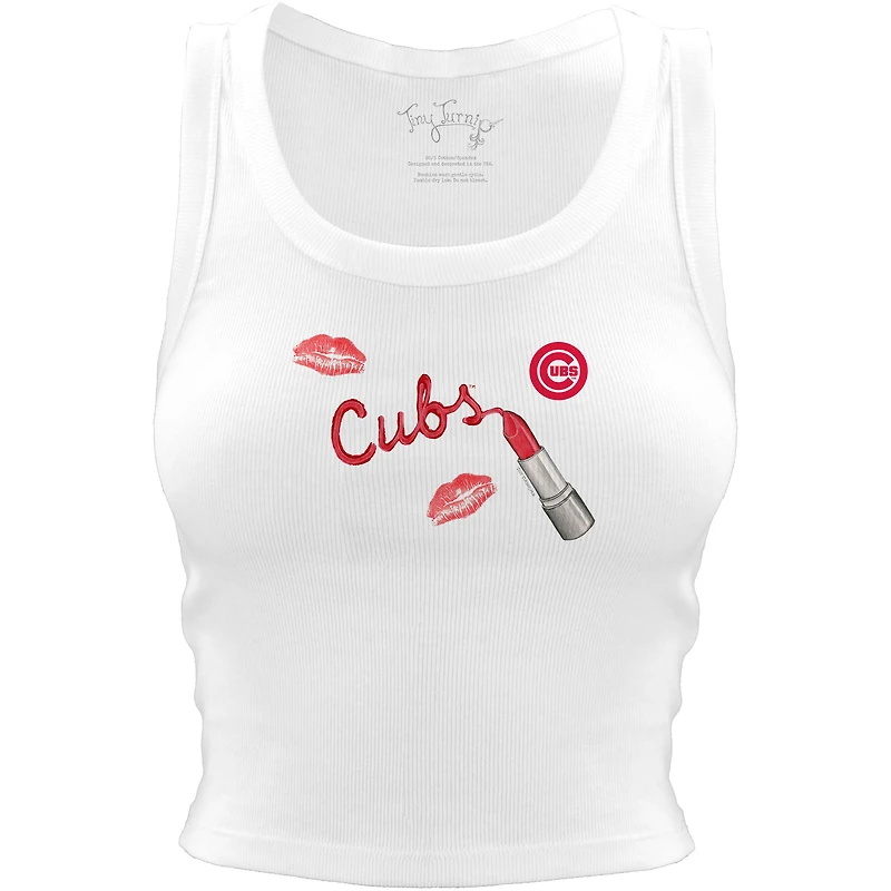 Women's Tiny Turnip White Chicago Cubs Lipstick Crop Tank Top
