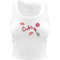 Women's Tiny Turnip White Chicago Cubs Lipstick Crop Tank Top