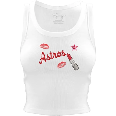 Women's Tiny Turnip White Houston Astros Lipstick Crop Tank Top