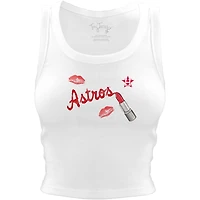 Women's Tiny Turnip White Houston Astros Lipstick Crop Tank Top