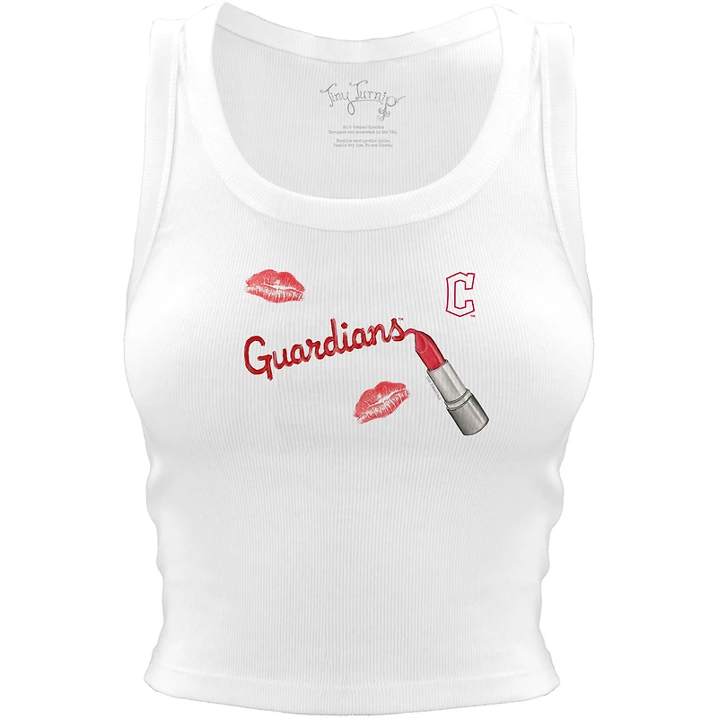 Women's Tiny Turnip White Cleveland Guardians Lipstick Crop Tank Top