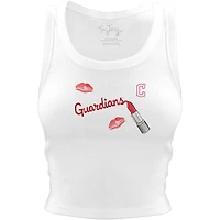 Women's Tiny Turnip White Cleveland Guardians Lipstick Crop Tank Top