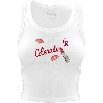 Women's Tiny Turnip White Colorado Rockies Lipstick Crop Tank Top