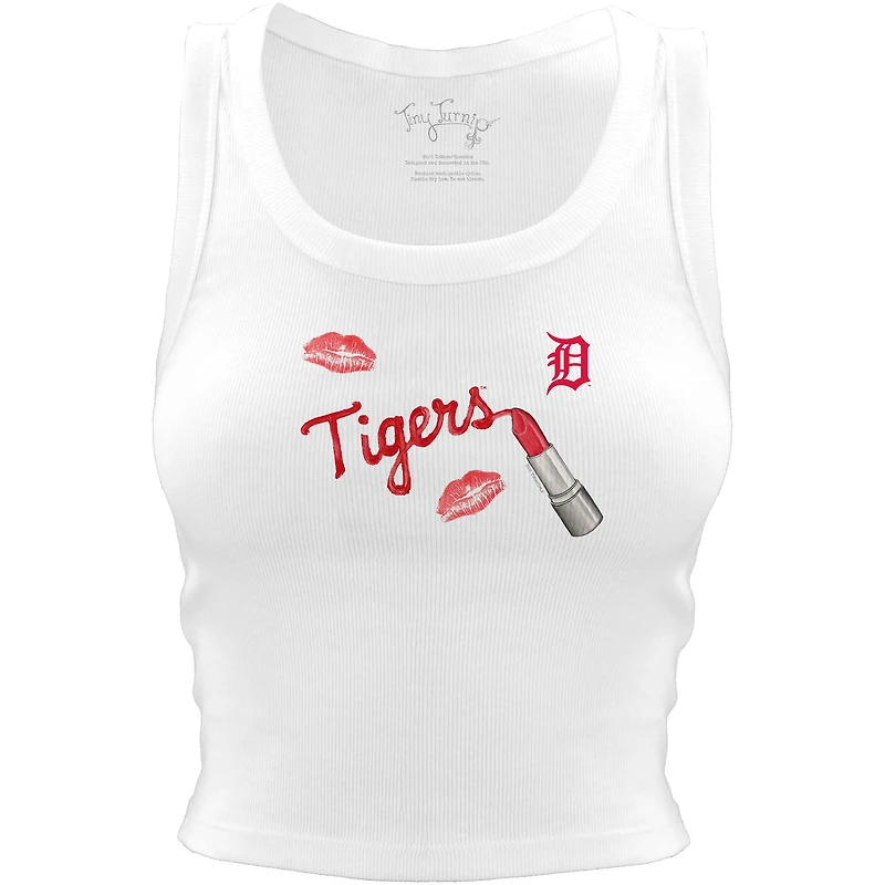 Women's Tiny Turnip White Detroit Tigers Lipstick Crop Tank Top