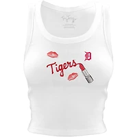 Women's Tiny Turnip White Detroit Tigers Lipstick Crop Tank Top