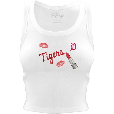 Women's Tiny Turnip White Detroit Tigers Lipstick Crop Tank Top