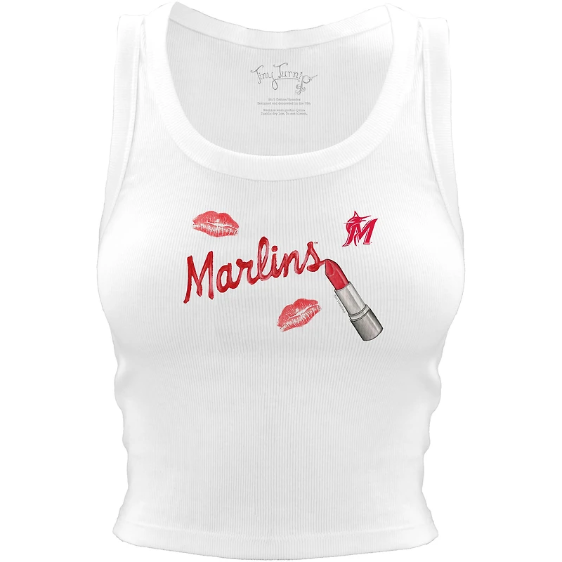 Women's Tiny Turnip White Miami Marlins Lipstick Crop Tank Top