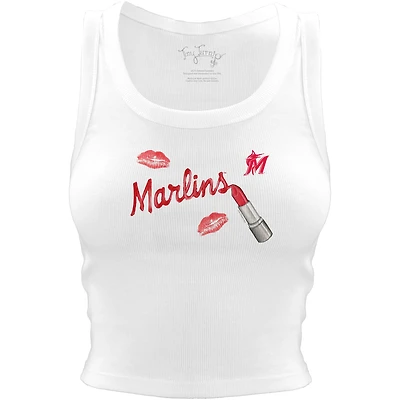 Women's Tiny Turnip White Miami Marlins Lipstick Crop Tank Top