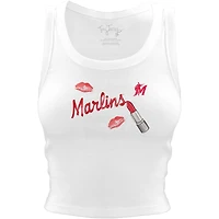 Women's Tiny Turnip White Miami Marlins Lipstick Crop Tank Top