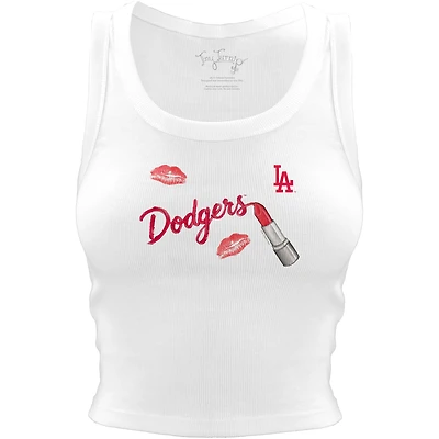 Women's Tiny Turnip White Los Angeles Dodgers Lipstick Crop Tank Top