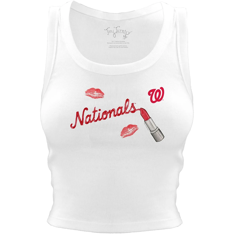 Women's Tiny Turnip White Washington Nationals Lipstick Crop Tank Top