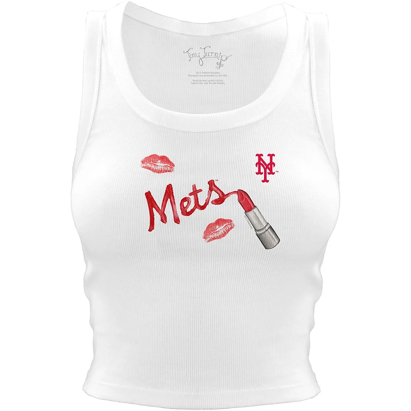 Women's Tiny Turnip White New York Mets Lipstick Crop Tank Top