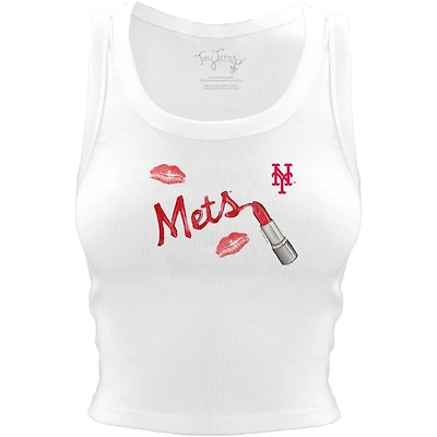 Women's Tiny Turnip White New York Mets Lipstick Crop Tank Top