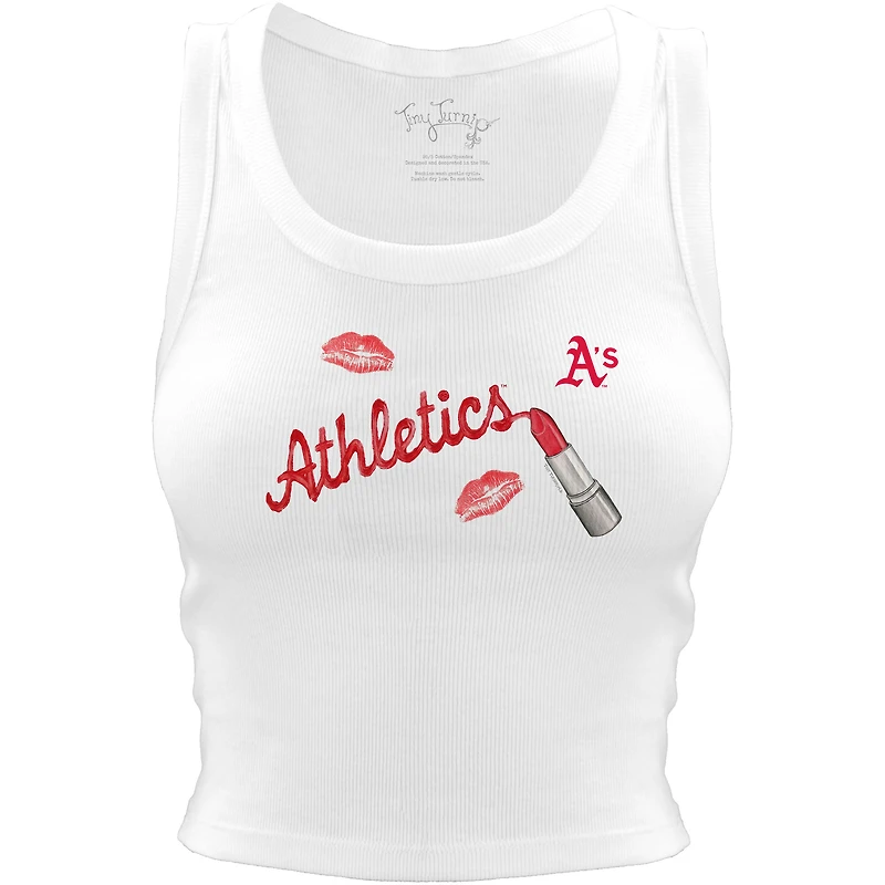 Women's Tiny Turnip White Athletics Lipstick Crop Tank Top