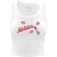 Women's Tiny Turnip White Athletics Lipstick Crop Tank Top