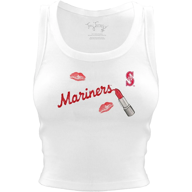 Women's Tiny Turnip White Seattle Mariners Lipstick Crop Tank Top