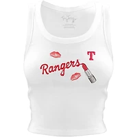 Women's Tiny Turnip White Texas Rangers Lipstick Crop Tank Top