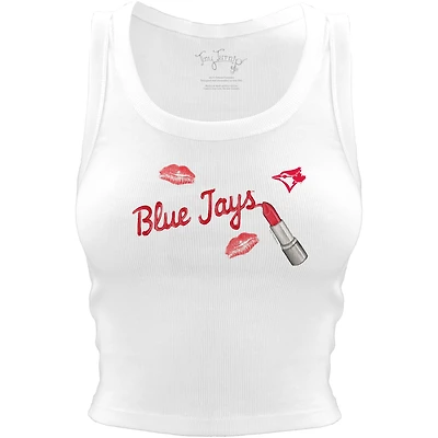 Women's Tiny Turnip White Toronto Blue Jays Lipstick Crop Tank Top