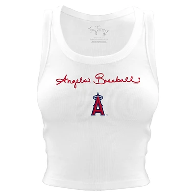 Women's Tiny Turnip White Los Angeles Angels Script Logo Crop Tank Top