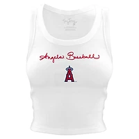 Women's Tiny Turnip White Los Angeles Angels Script Logo Crop Tank Top