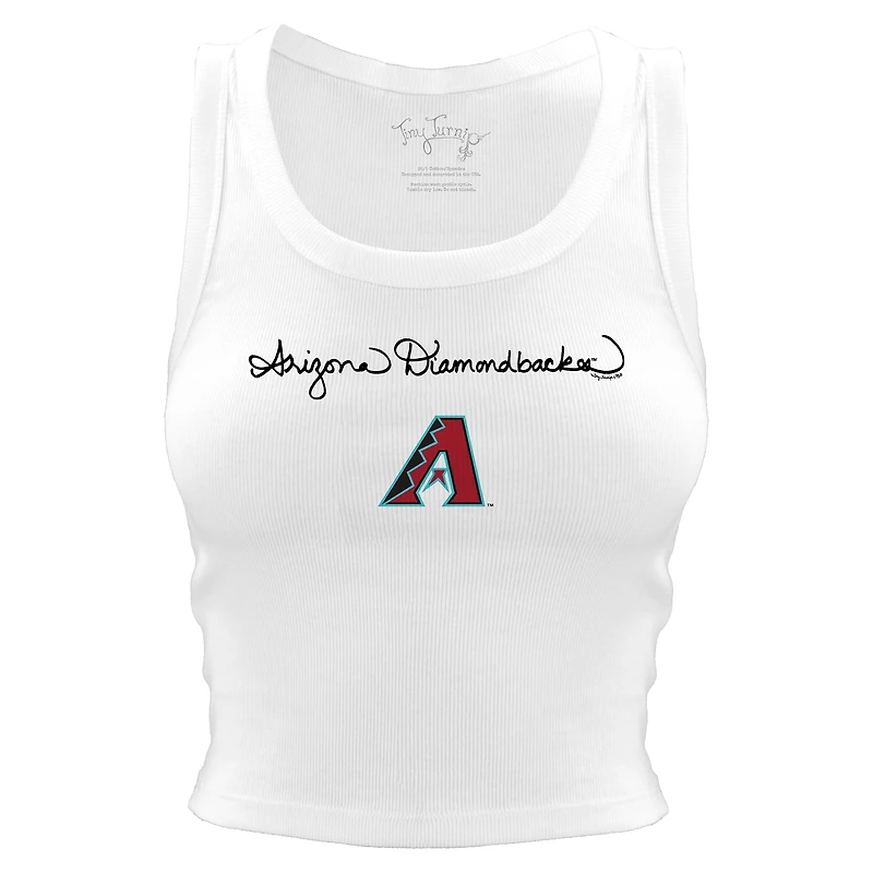 Women's Tiny Turnip White Arizona Diamondbacks Script Logo Crop Tank Top