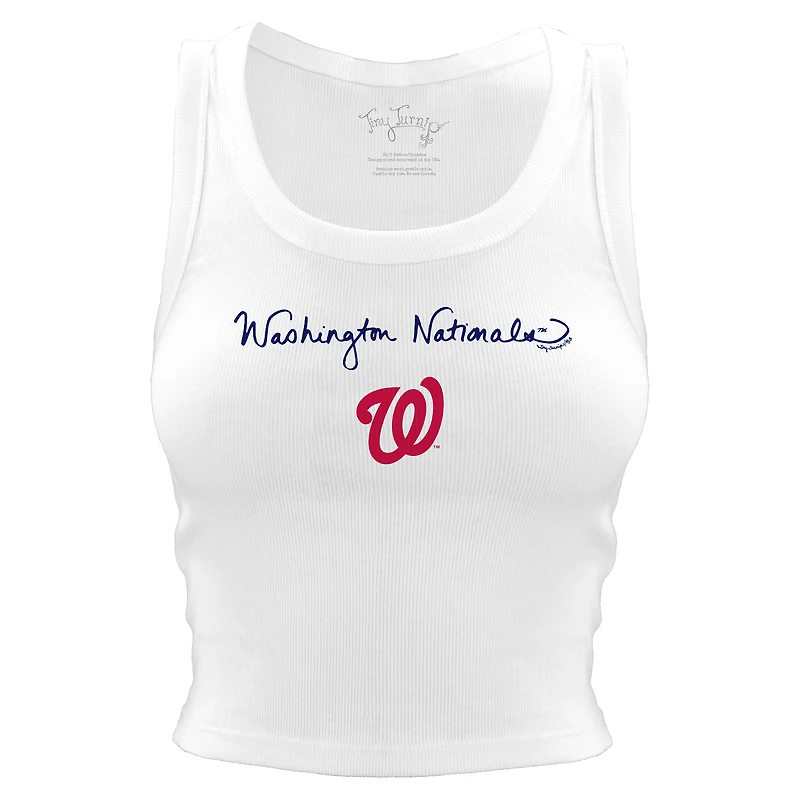 Women's Tiny Turnip White Washington Nationals Script Logo Crop Tank Top