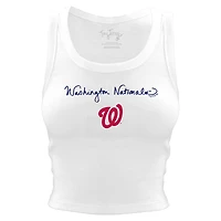 Women's Tiny Turnip White Washington Nationals Script Logo Crop Tank Top