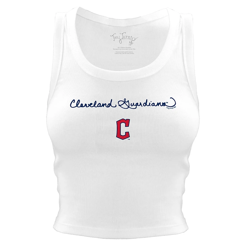 Women's Tiny Turnip White Cleveland Guardians Script Logo Crop Tank Top