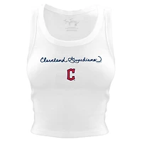 Women's Tiny Turnip White Cleveland Guardians Script Logo Crop Tank Top