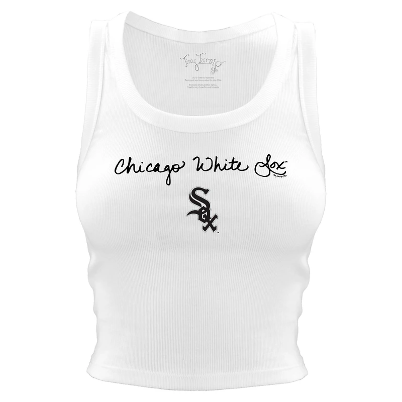 Women's Tiny Turnip White Chicago White Sox Script Logo Crop Tank Top