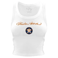 Women's Tiny Turnip White Houston Astros Script Logo Crop Tank Top