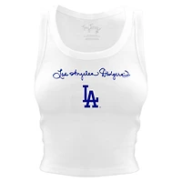 Women's Tiny Turnip White Los Angeles Dodgers Script Logo Crop Tank Top