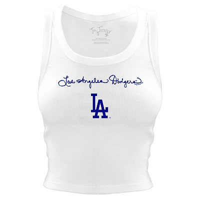 Women's Tiny Turnip White Los Angeles Dodgers Script Logo Crop Tank Top