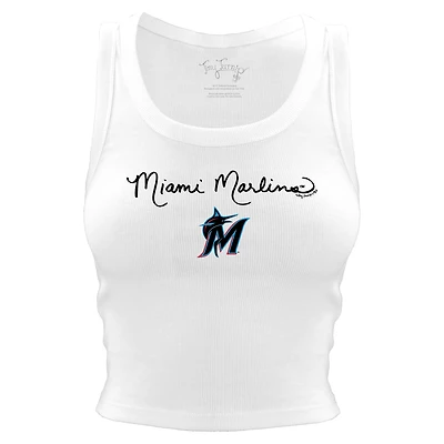 Women's Tiny Turnip White Miami Marlins Script Logo Crop Tank Top