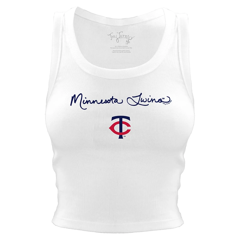 Women's Tiny Turnip White Minnesota Twins Script Logo Crop Tank Top