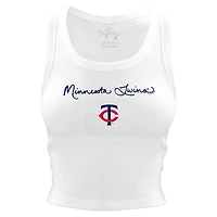Women's Tiny Turnip White Minnesota Twins Script Logo Crop Tank Top