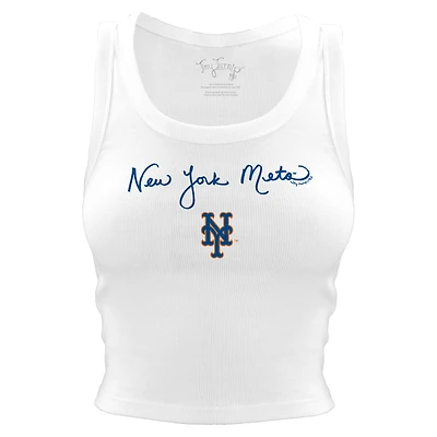 Women's Tiny Turnip White New York Mets Script Logo Crop Tank Top