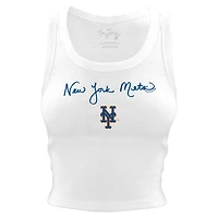 Women's Tiny Turnip White New York Mets Script Logo Crop Tank Top