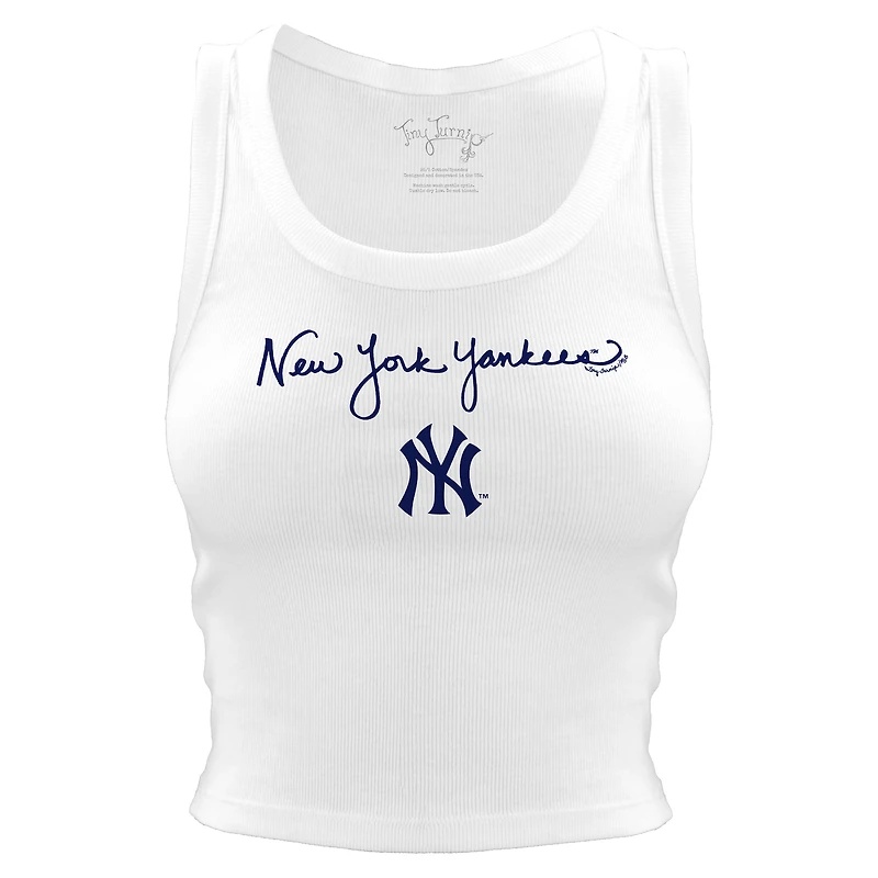 Women's Tiny Turnip White New York Yankees Script Logo Crop Tank Top