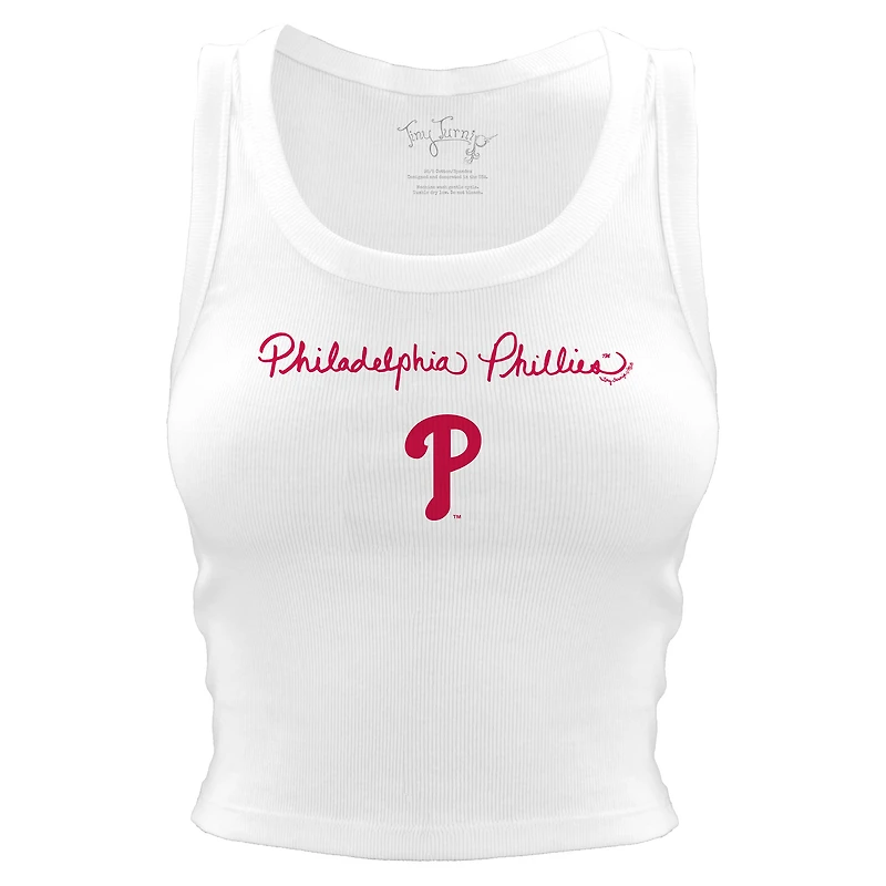 Women's Tiny Turnip White Philadelphia Phillies Script Logo Crop Tank Top