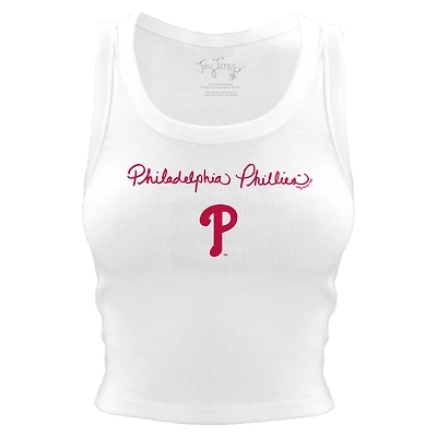 Women's Tiny Turnip White Philadelphia Phillies Script Logo Crop Tank Top