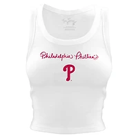 Women's Tiny Turnip White Philadelphia Phillies Script Logo Crop Tank Top