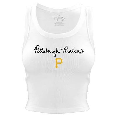 Women's Tiny Turnip White Pittsburgh Pirates Script Logo Crop Tank Top