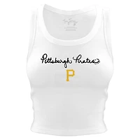 Women's Tiny Turnip White Pittsburgh Pirates Script Logo Crop Tank Top