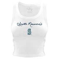 Women's Tiny Turnip White Seattle Mariners Script Logo Crop Tank Top